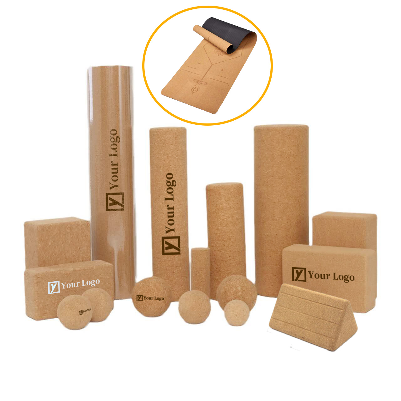 	Kork-Faszienrolle mit Lasergravur – Individuelle Werbeartikel - 1A Werbeartikel 
