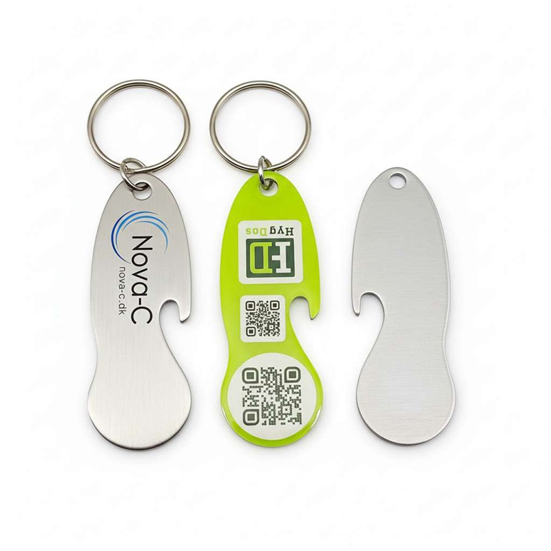 Multifunktionaler Schlüsselanhänger Werbeartikel Einkaufswagenchip mit Logo und Flaschenöffner