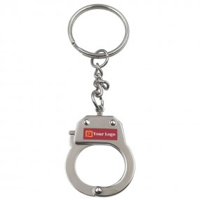 Schlüsselanhänger Handschellen mit Logo bedrucken lasse...