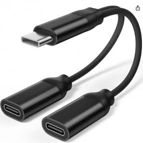 USB C Splitter USBC Doppel Stecker (2 in 1) mit Logo al...