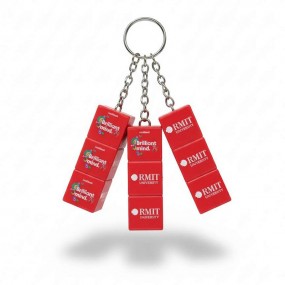 Zauberwürfel Schlüsselanhänger 3x1 mit Logo gestalten