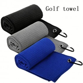 Golfhandtuch mit Karabiner – Mikrofaser Waffelstruktur,...