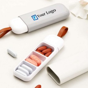 Tragbare Mini Pillen Aufbewahrungsbox mit Logo bedrucke...